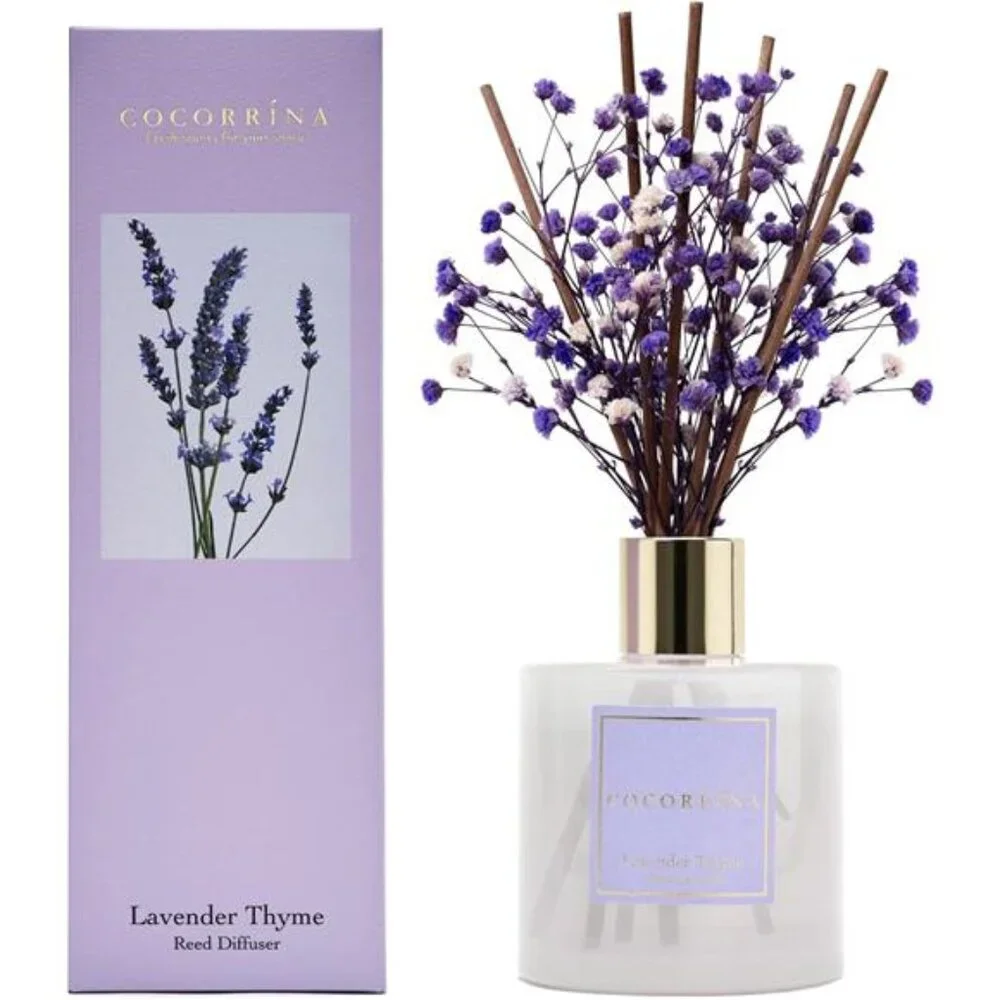 Premium Reed Diffuser Set with Preserved Baby's Breath & Cotton Stick Lavender